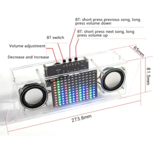 DC5V Dual Channel Amplifier Kit LED Bluetooth Speaker DIY Kit Music Spectrum Rhythm Light Audio DIY Electronic Kits