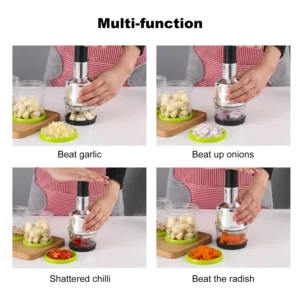 Manual Onion Chopper Stainless Steel Garlic Presser Food Crusher Cutter Meat Mincer Hand Press for Vegetable Kitchen Tool