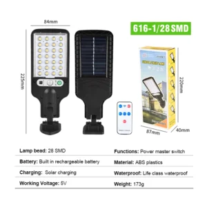 Powerful PIR Motion Sensor Smart Remote Control Led COB IP65 Waterproof Solar Light Garden Outdoor Solar Wall Street Lamp Outdoo